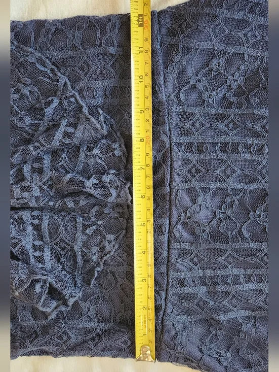 Suzy Shier Navy Lace Midi Dress with Ruffle Detail - Picture 6 of 12